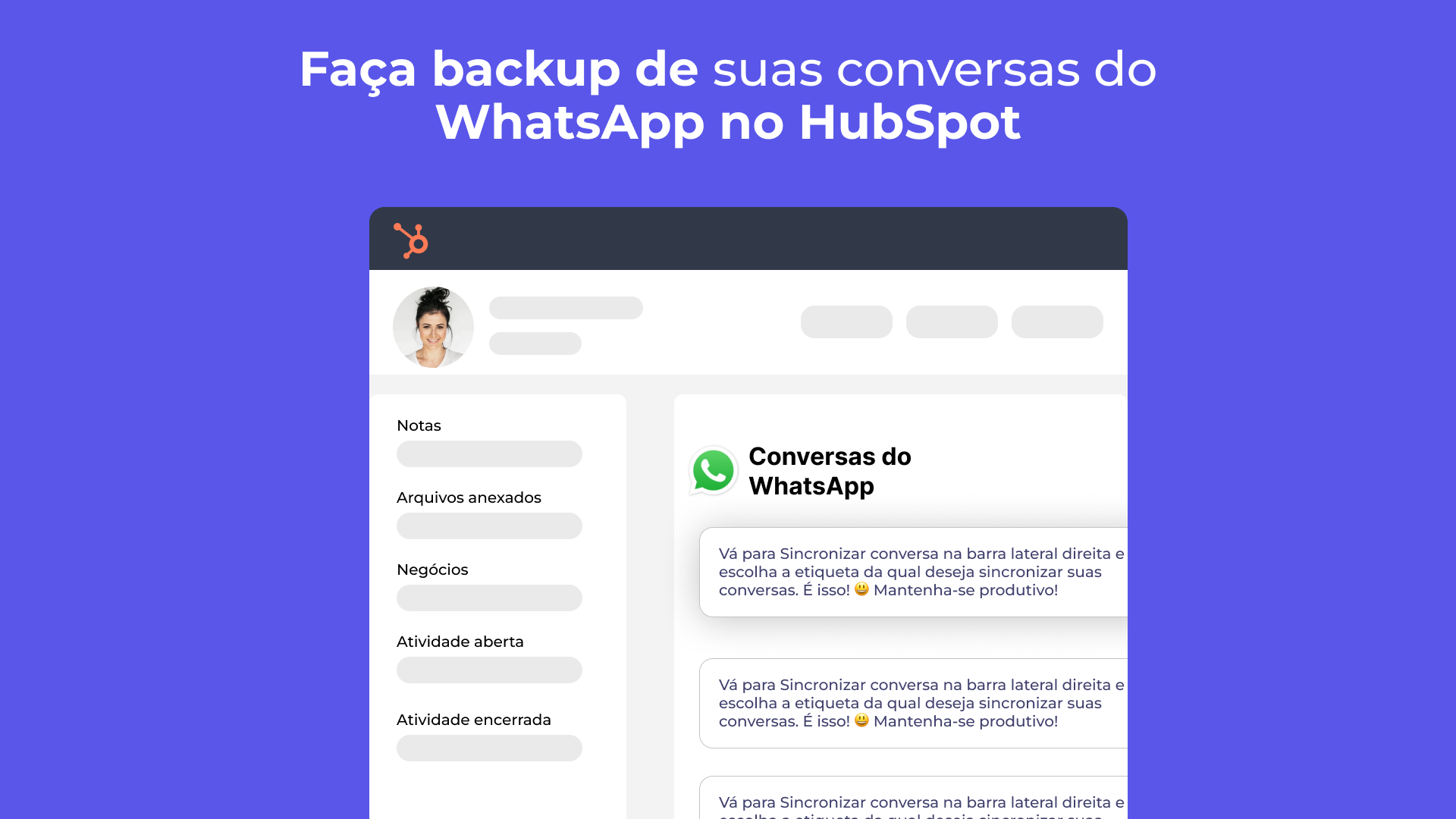 Faça backup das suas conversas do WhatsApp no HubSpot